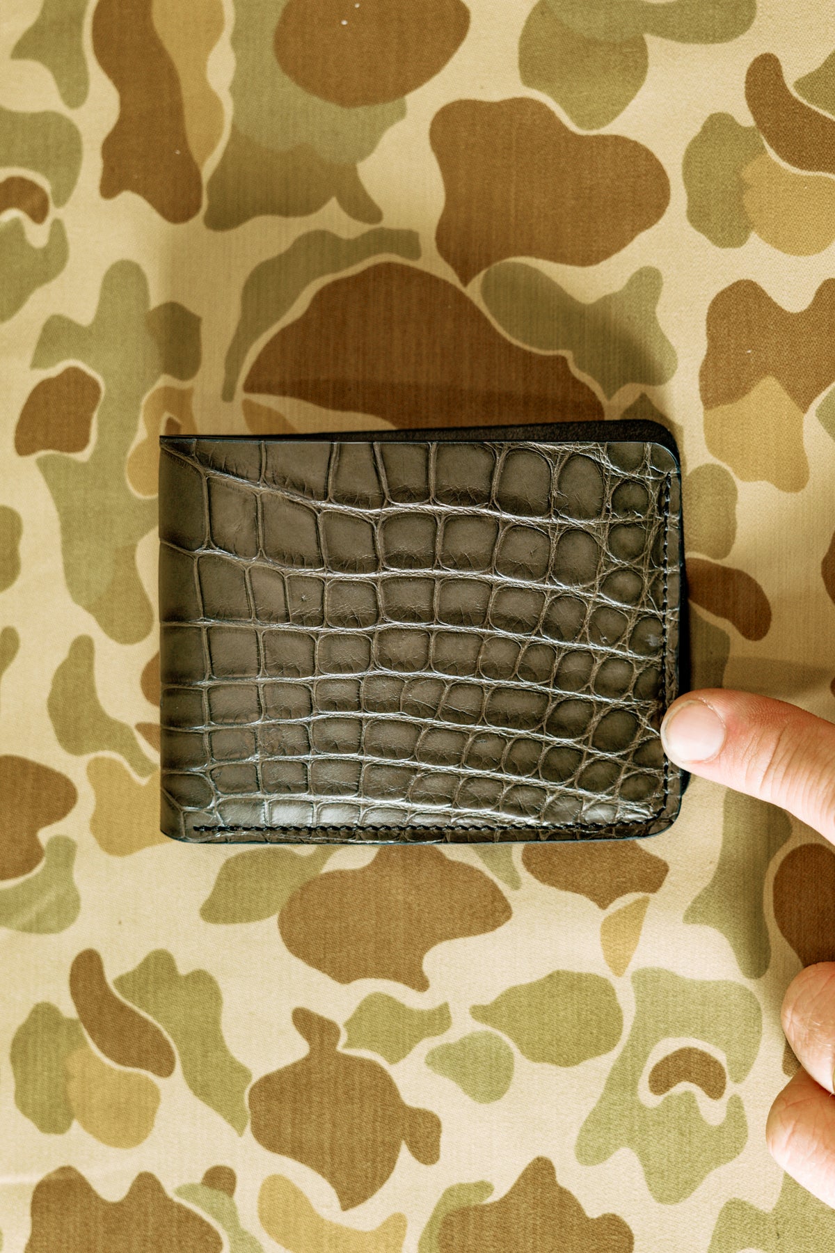 Klein Wallet - Loden Green Alligator / Kangaroo interior - Lower Belly Cut
