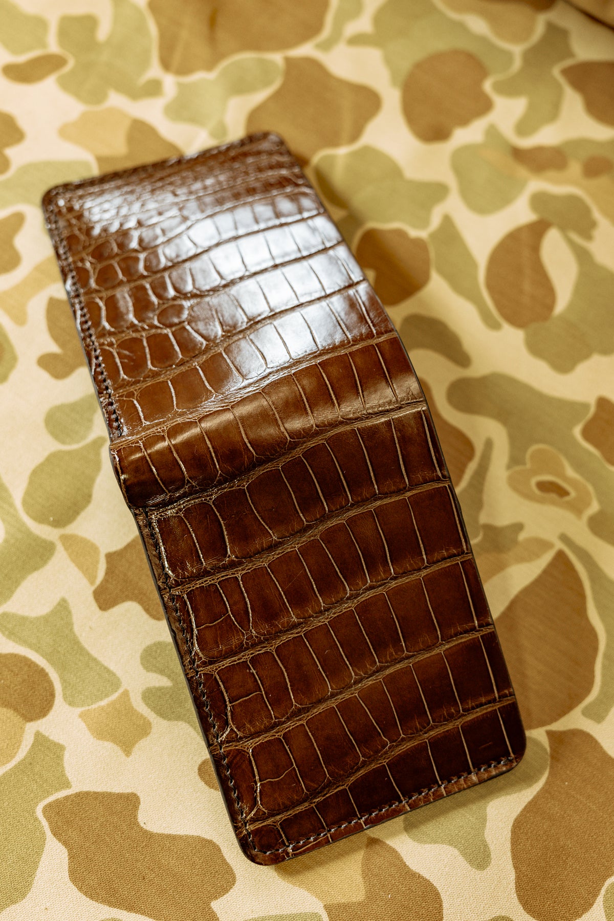 Klein Wallet -Graphite American Alligator / Italian Veg Tan interior - Tail Cut