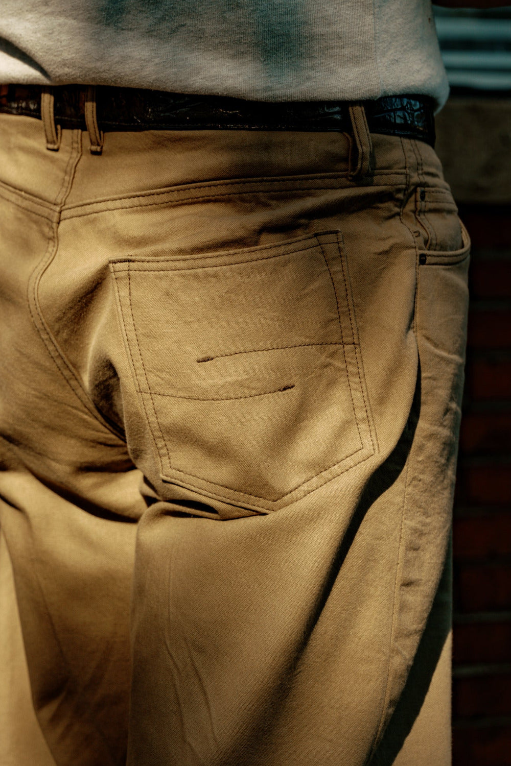 Holden Wide Leg- 11.25oz Rinsed Khaki Selvedge Canvas