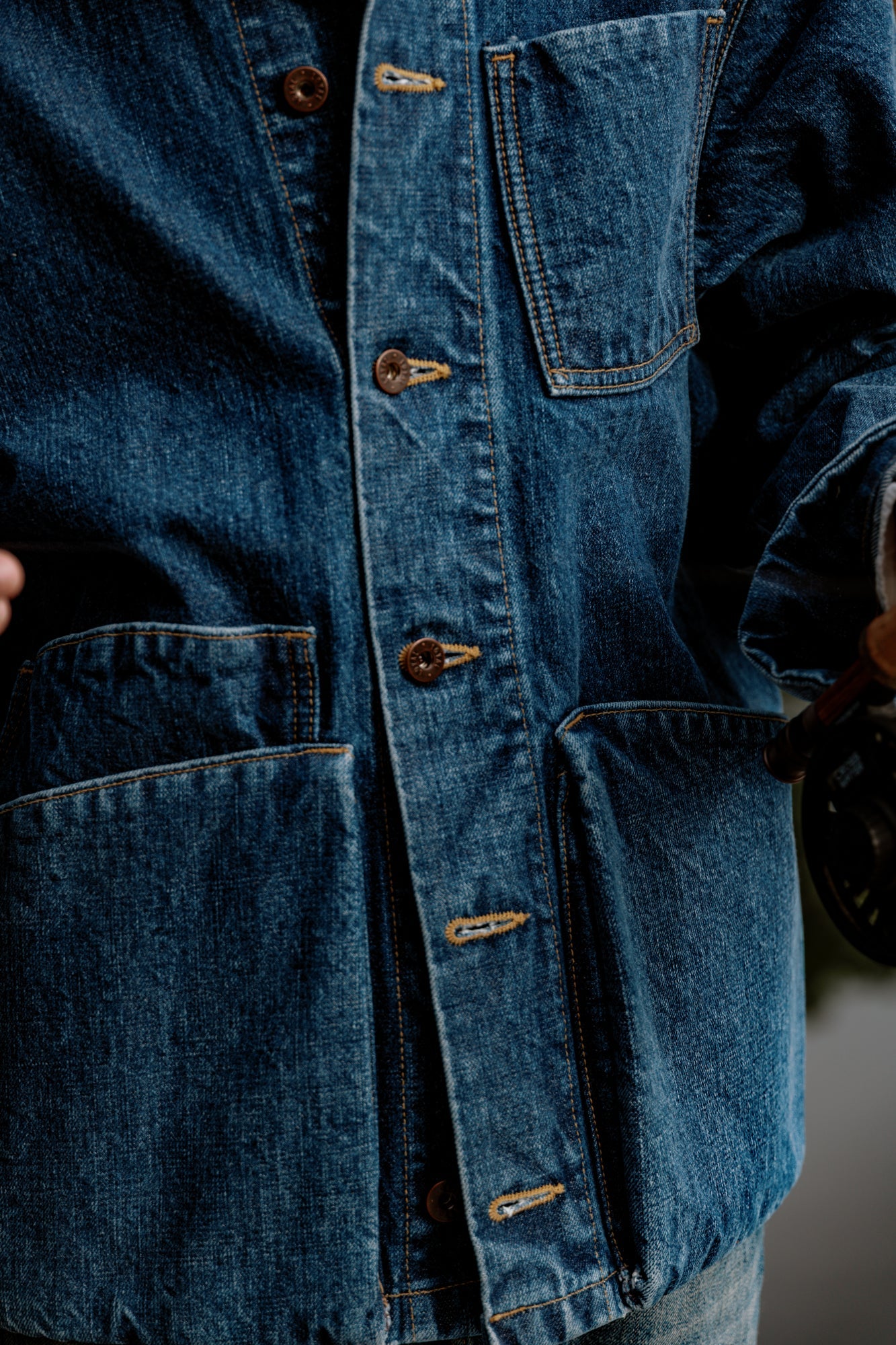 Amos Chore Coat - 15oz Japanese Denim - Stonewashed - Fishing