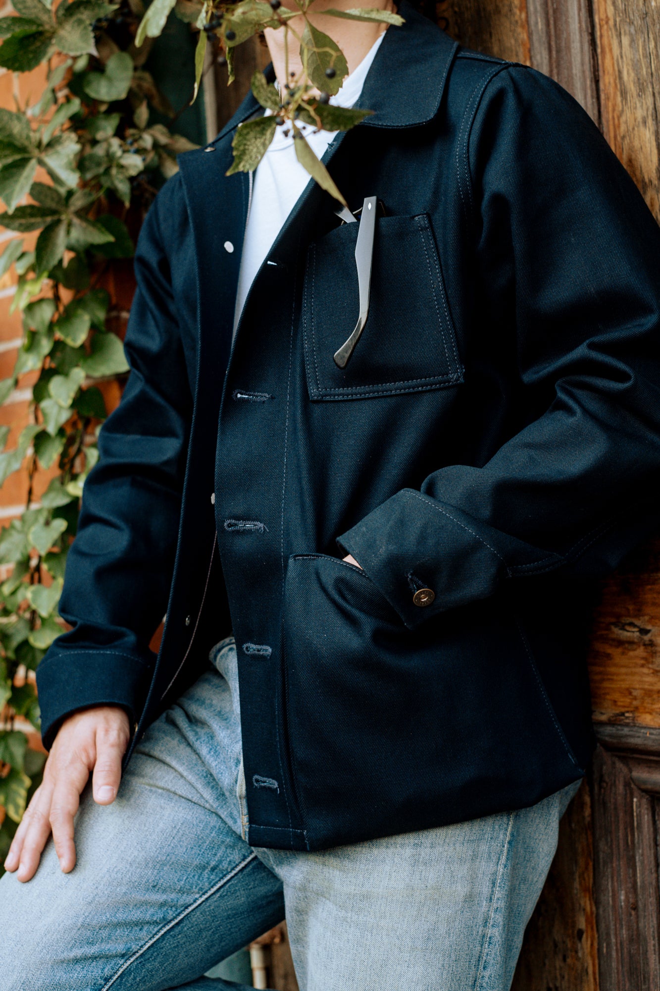 Amos Chore Coat - Indigo/Black - Rigid 14oz American Selvedge Denim