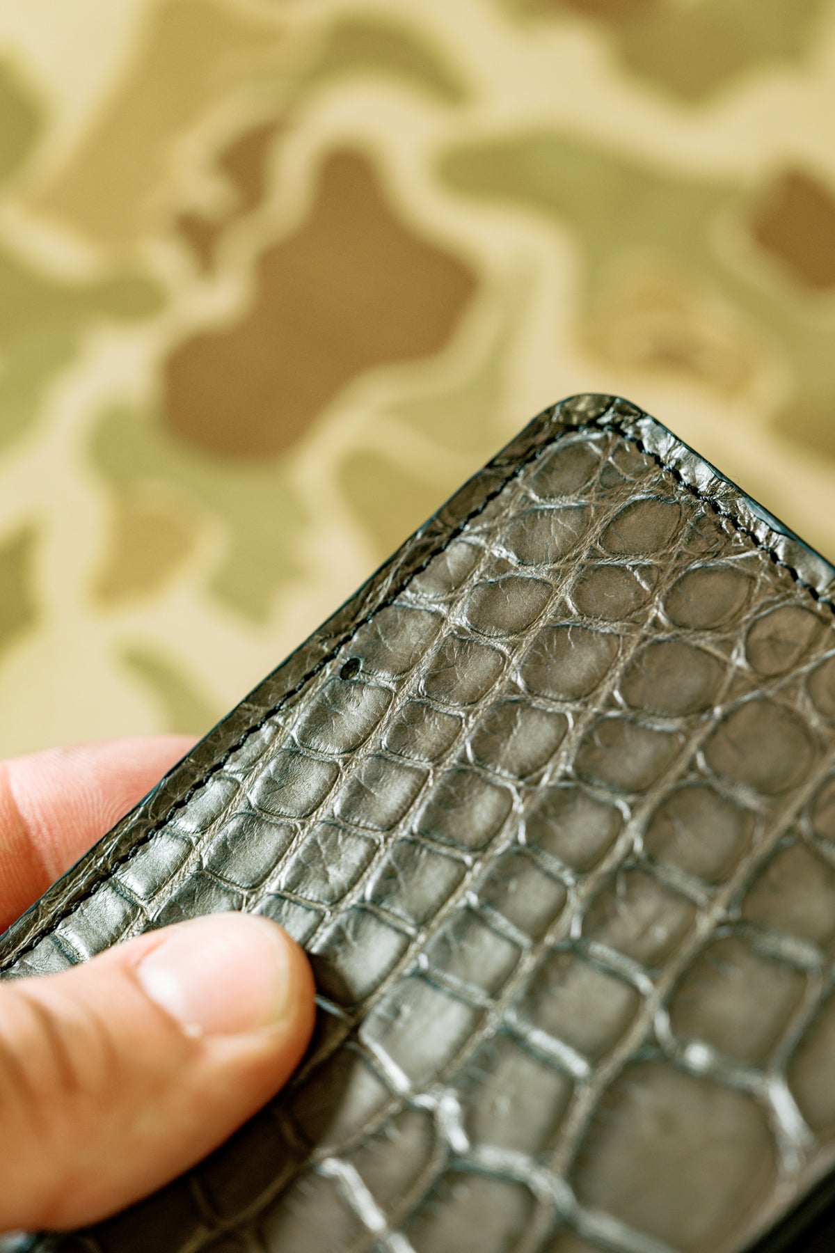 Klein Wallet - Loden Green Alligator / Kangaroo interior - Lower Belly Cut