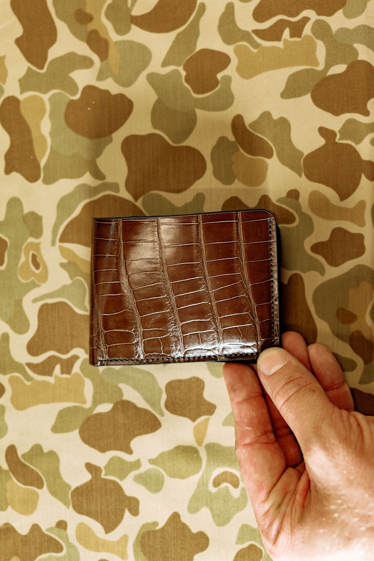 Klein Wallet -Graphite American Alligator / Italian Veg Tan interior - Tail Cut