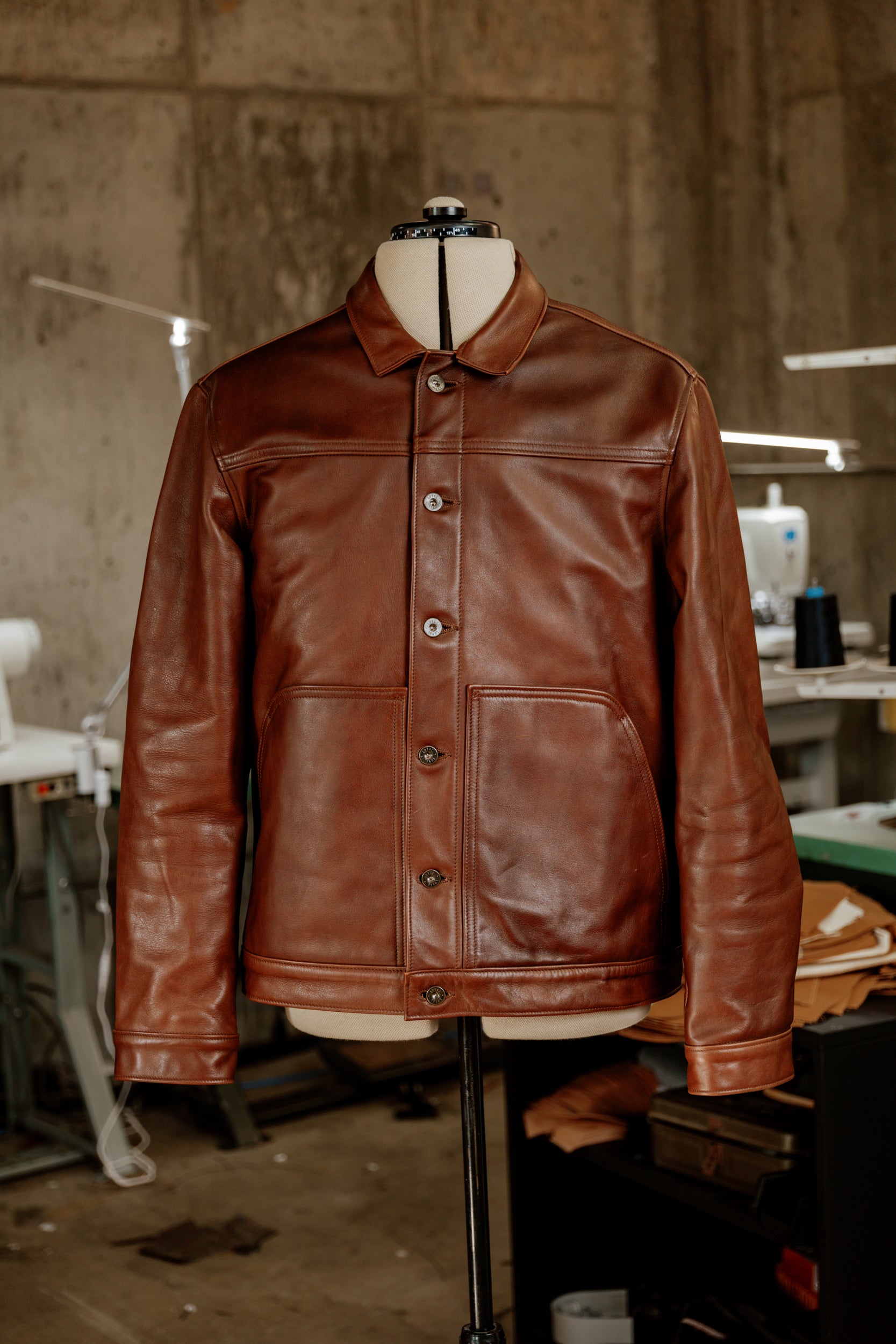 Wayman Jacket - Brown Italian Calfskin Leather - Preowned - XL