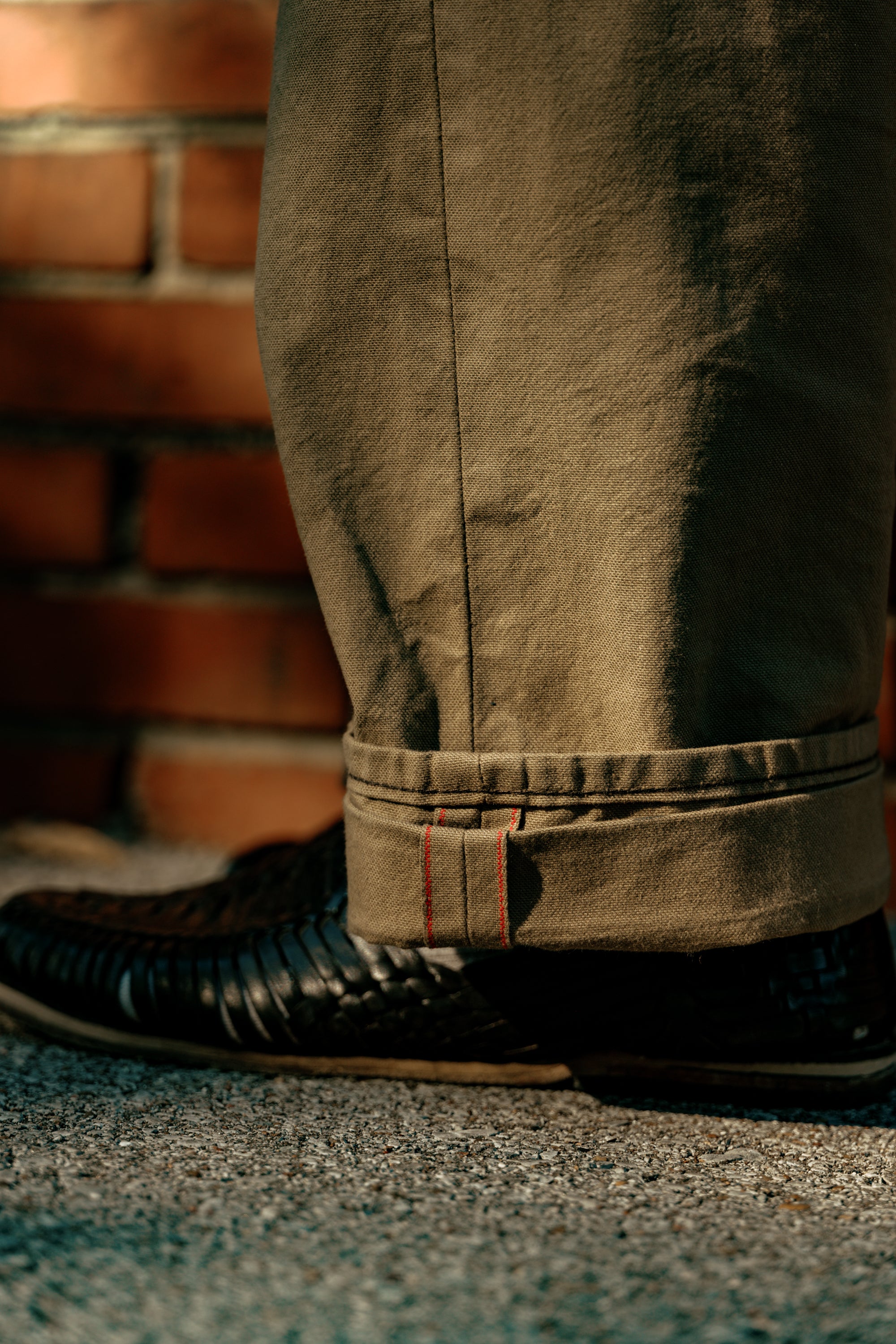 Holden Wide Leg- 11.25oz Rinsed Khaki Selvedge Canvas